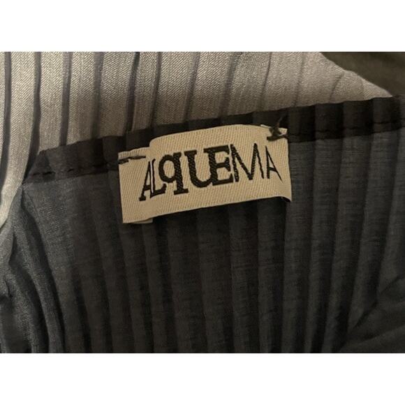 Alquema Women's O/S Blue Gradient Pleated Artsy Art To Wear Midi Dress EUC - Picture 3 of 4